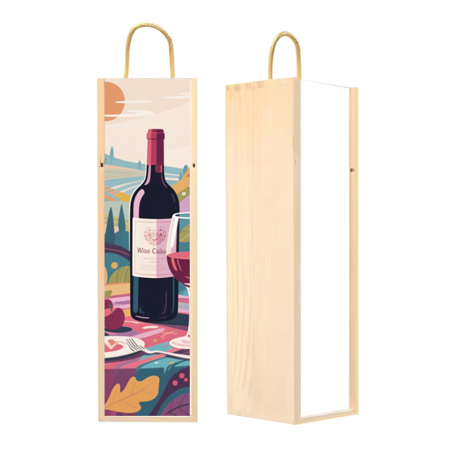 Sublimation Wooden Wine Box Custom Heat Transfer Printing Wine Gift Box Elegant Packaging Corporate Gifts