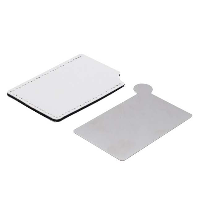 Sublimation Printed PU Leather Pocket Stainless Steel Mirror Custom Heat Transfer Leather Case Stainless Steel Mirror