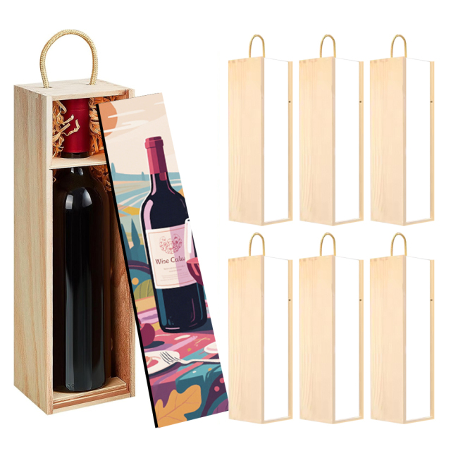 Sublimation Wooden Wine Box Custom Heat Transfer Printing Wine Gift Box Elegant Packaging Corporate Gifts