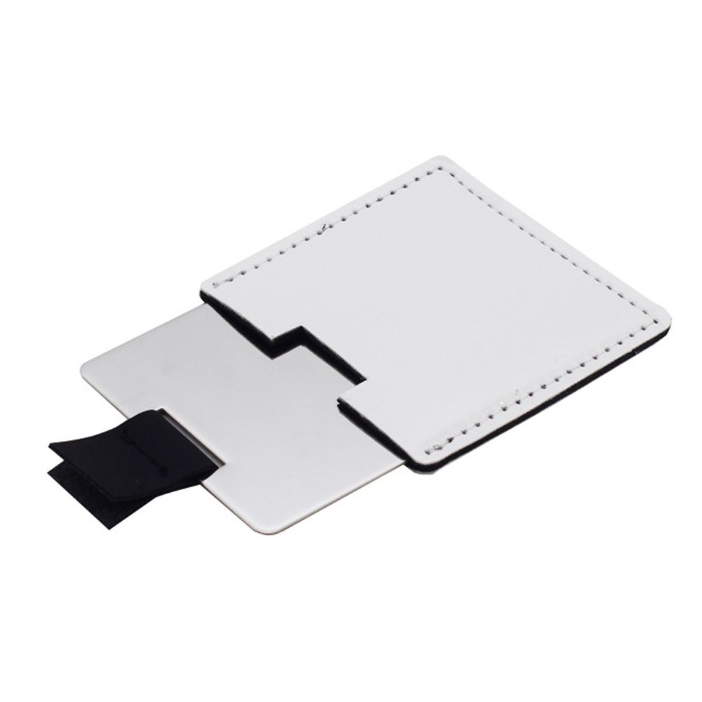 Sublimation Printed PU Leather Pocket Stainless Steel Mirror Custom Heat Transfer Leather Case Stainless Steel Mirror