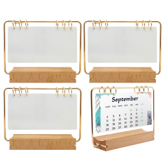 Sublimation PET Calendar Creative Wooden Bottom Blank PET Double-sided Printing Heat Transfer Desk Calendar Photo Frame Stand