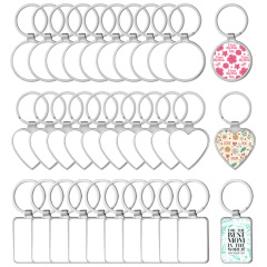 Sublimation Metal Keychains Blank Printable Keyring Heat Press DIY Personalized for Branding & Events Circle, Heart, Rectangle Shape