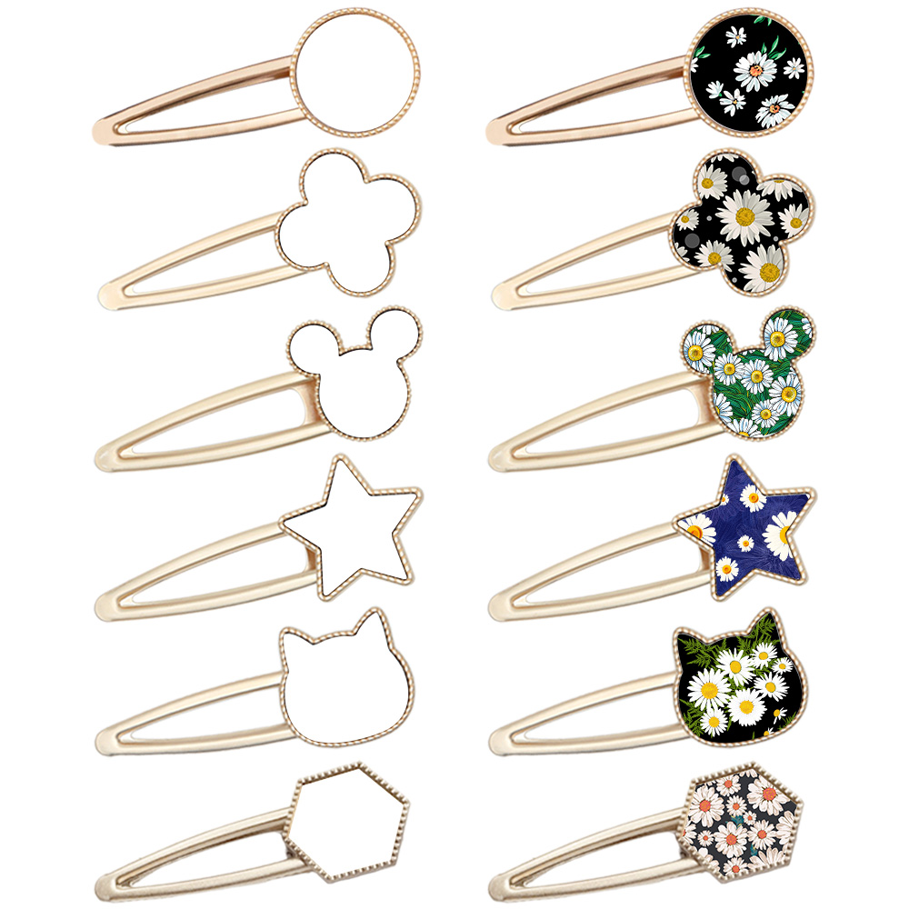 Sublimation Blank Metal Hairpin DIY Custom Design Printable Hair accessories Heat Transfer Small Gift with Multiple Shapes