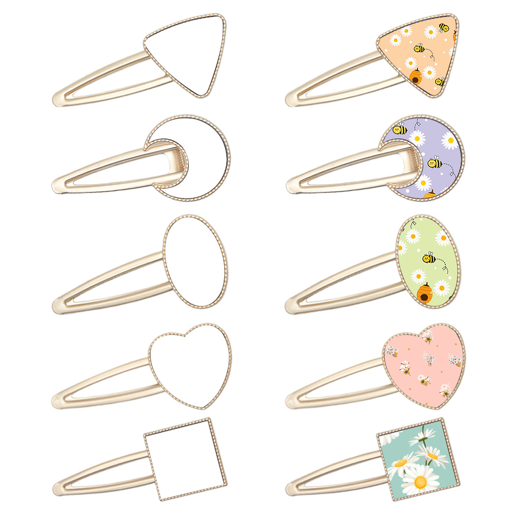 Sublimation Blank Metal Hairpin DIY Custom Design Printable Hair accessories Heat Transfer Small Gift with Multiple Shapes