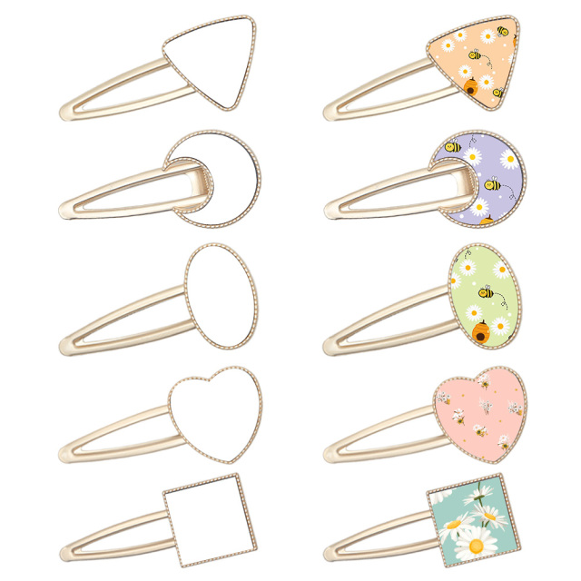 Sublimation Blank Metal Hairpin DIY Custom Design Printable Hair accessories Heat Transfer Small Gift with Multiple Shapes