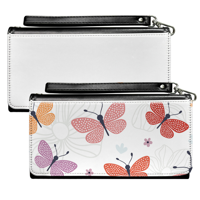 Sublimation PU Leather Women's Wallet Heat Transfer DIY Personalized Single-Sided Printing Portable Wallet with Removable Wrist Strap