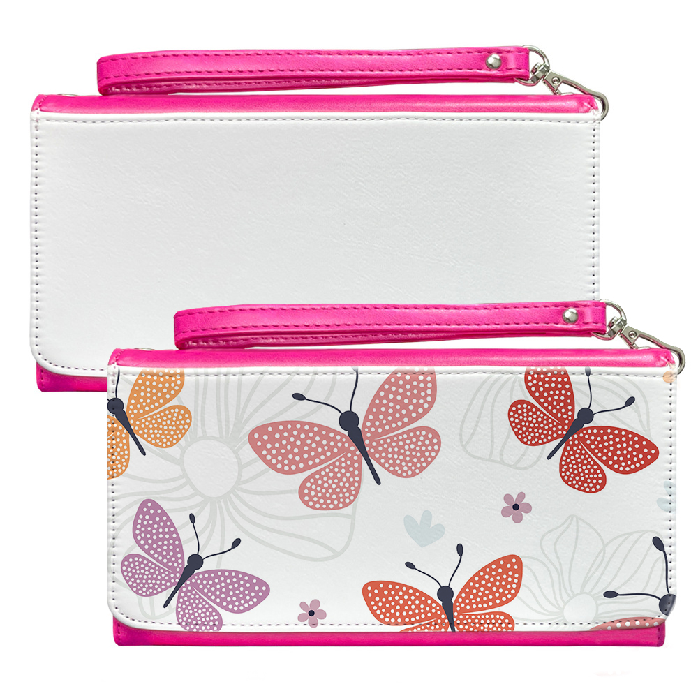 Sublimation PU Leather Women's Wallet Heat Transfer DIY Personalized Single-Sided Printing Portable Wallet with Removable Wrist Strap