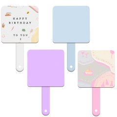 Sublimation 2in1 Handheld Mirror with Comb DIY Customized Removable Hidden Comb Portable Heat Transfer Macaron Colors Small Gift for Girls and Women