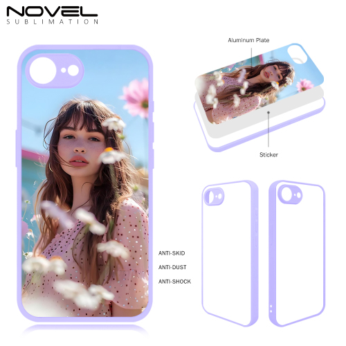 Sublimation Blank Colorful 2D TPU Phone Case for iPhone 16e, 16, 16 pro, 16 plus, 16 pro max with Aluminum Sheet