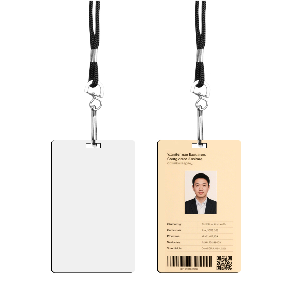 Sublimation MDF Badges Blank White Work Card with Strap MDF DIY Name Card