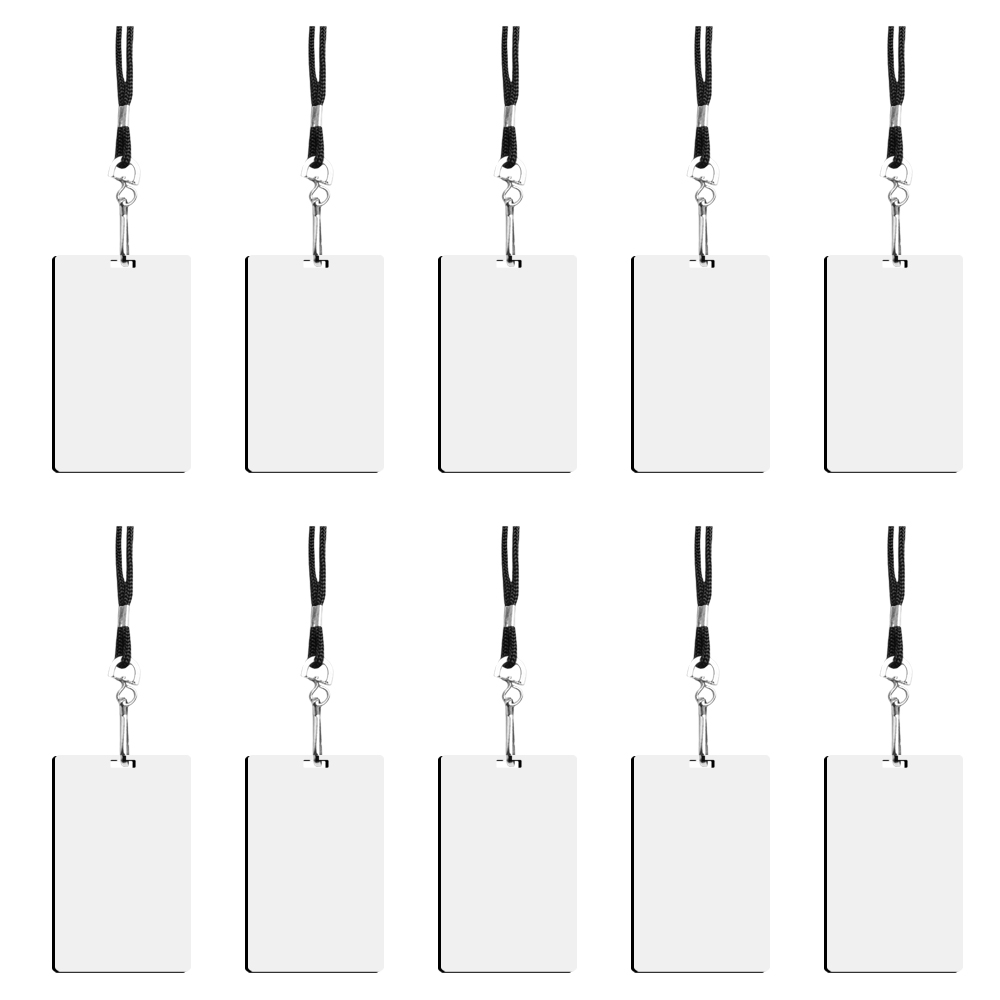 Sublimation MDF Badges Blank White Work Card with Strap MDF DIY Name Card
