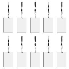 Sublimation MDF Badges Blank White Work Card with Strap MDF DIY Name Card