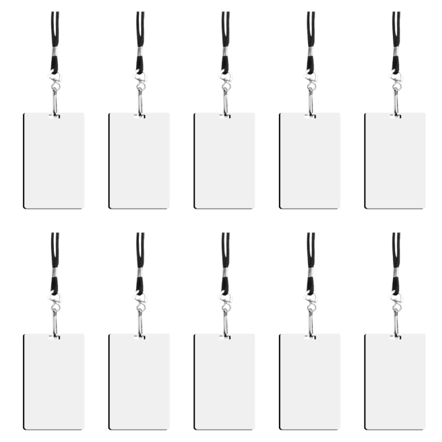Sublimation MDF Badges Blank White Work Card with Strap MDF DIY Name Card