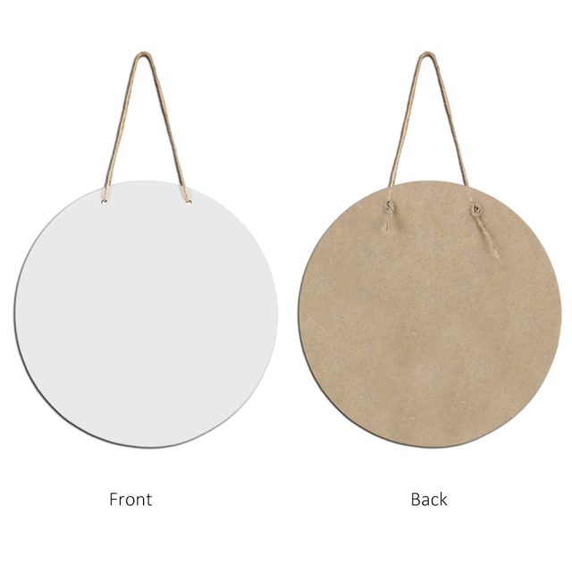 Sublimation MDF Round Door Hanging Blank White Welcome Decoration with Strap Single-sided Heat Press Printable