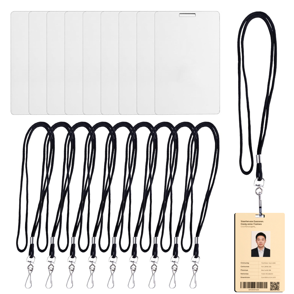 Sublimation MDF Badges Blank White Work Card with Strap MDF DIY Name Card