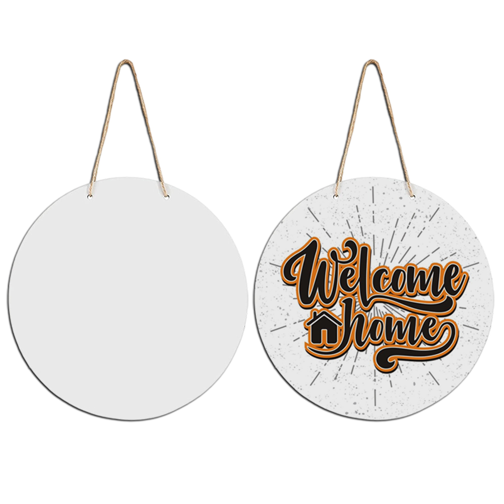 Sublimation MDF Round Door Hanging Blank White Welcome Decoration with Strap Single-sided Heat Press Printable