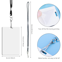 Sublimation MDF Badges Blank White Work Card with Strap MDF DIY Name Card