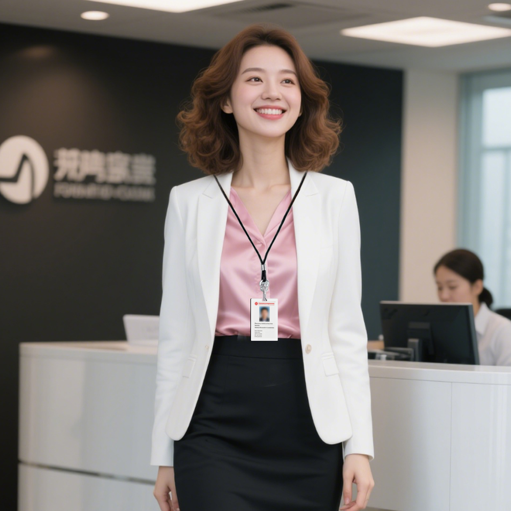 Sublimation MDF Badges Blank White Work Card with Strap MDF DIY Name Card