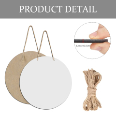 Sublimation MDF Round Door Hanging Blank White Welcome Decoration with Strap Single-sided Heat Press Printable