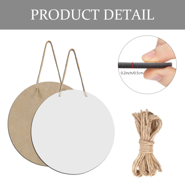 Sublimation MDF Round Door Hanging Blank White Welcome Decoration with Strap Single-sided Heat Press Printable