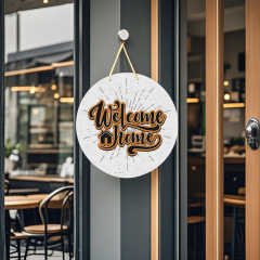 Sublimation MDF Round Door Hanging Blank White Welcome Decoration with Strap Single-sided Heat Press Printable