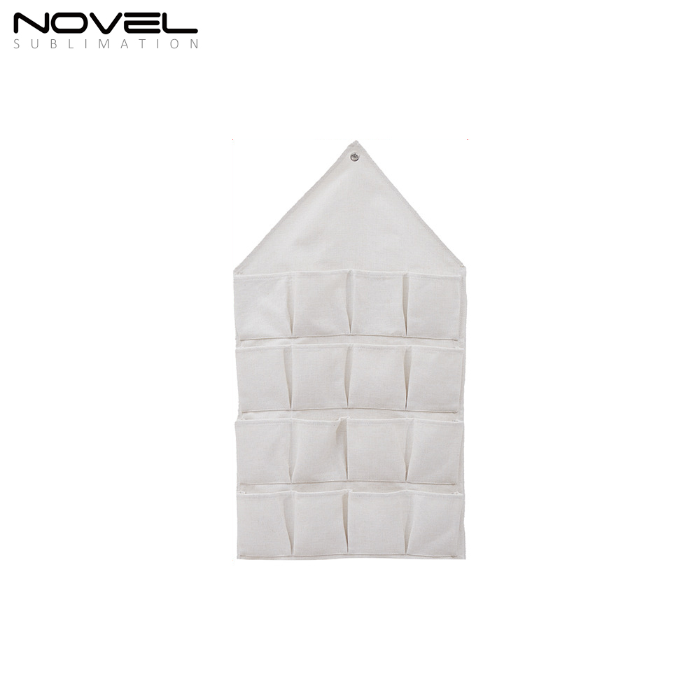 Sublimation Blank Calendar Material Wall-mounted Perforated Triangle Composite Thickened Cotton Linen Storage Bag Grocery Bag Hanging Bag