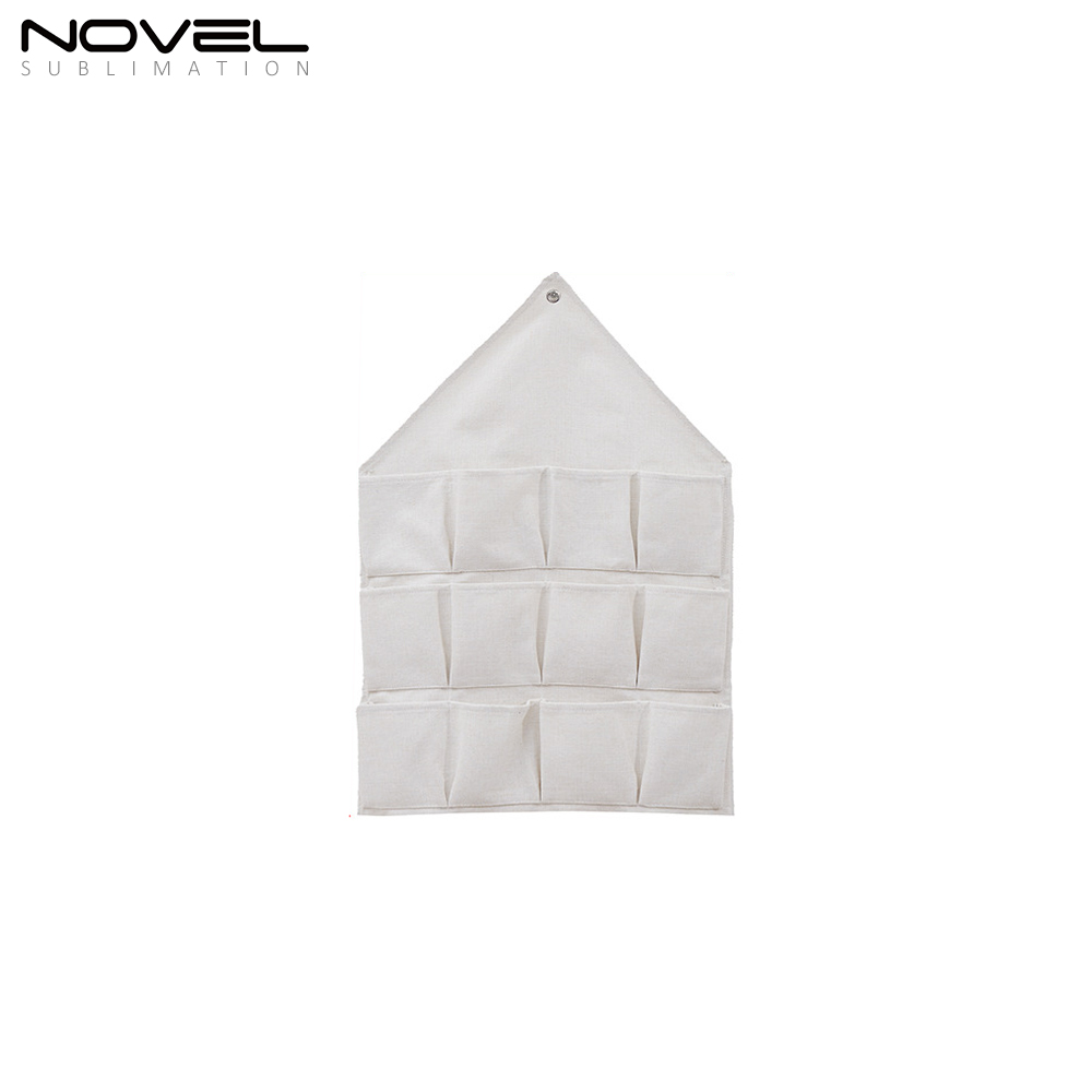 Sublimation Blank Calendar Material Wall-mounted Perforated Triangle Composite Thickened Cotton Linen Storage Bag Grocery Bag Hanging Bag