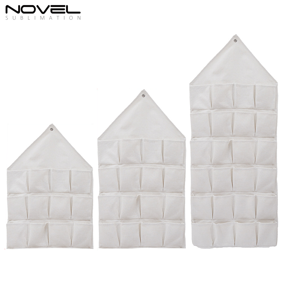 Sublimation Blank Calendar Material Wall-mounted Perforated Triangle Composite Thickened Cotton Linen Storage Bag Grocery Bag Hanging Bag