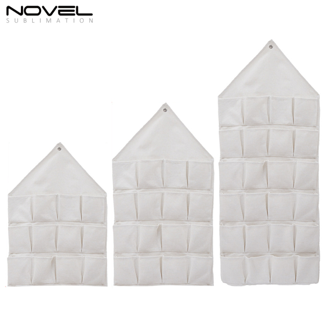 Sublimation Blank Calendar Material Wall-mounted Perforated Triangle Composite Thickened Cotton Linen Storage Bag Grocery Bag Hanging Bag