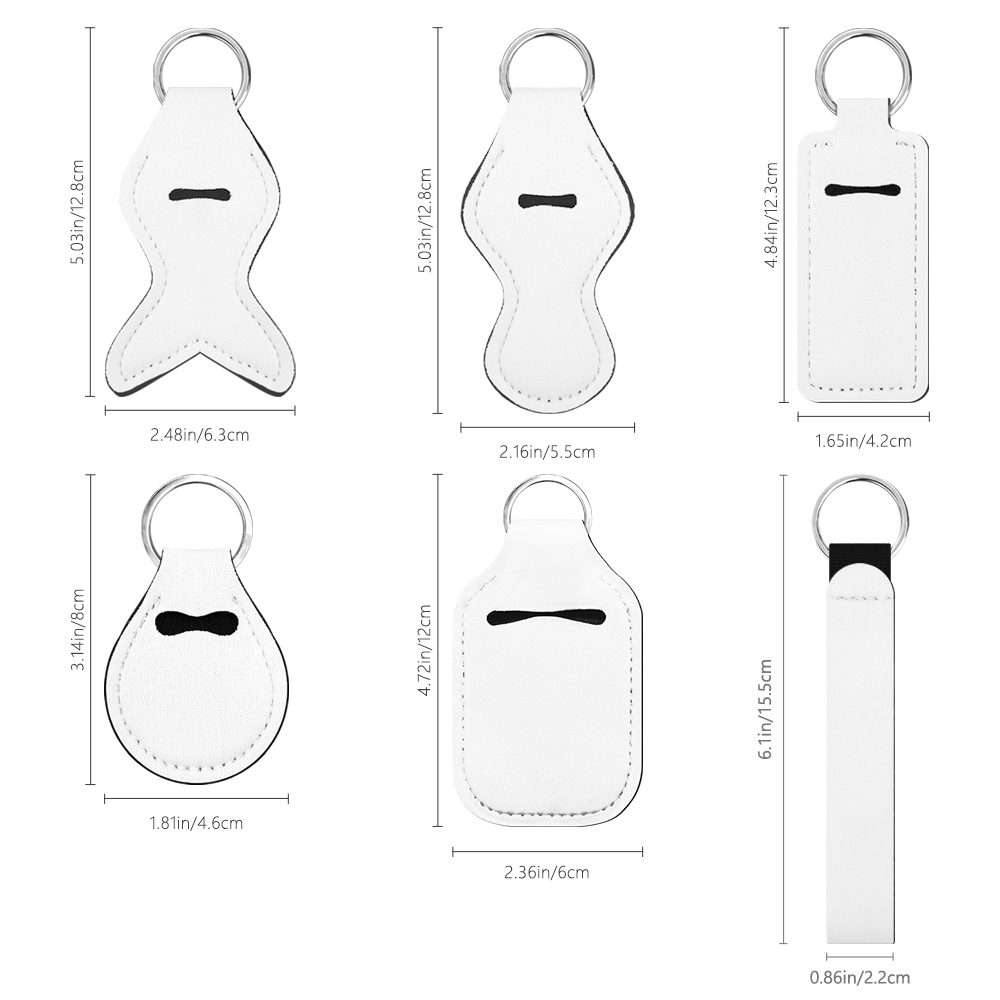 Sublimation Blank Neoprene Keychain Series Custom Design Heat Press Sanitizer Holder Lipstick Case