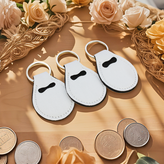 Sublimation Blank Neoprene Coin Bag Keychain Custom Design Heat Press Coin Case Keyring