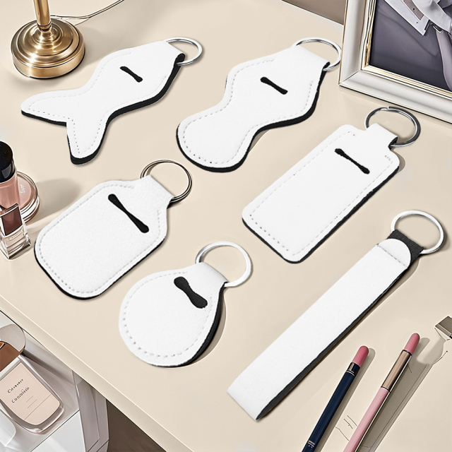 Sublimation Blank Neoprene Keychain Series Custom Design Heat Press Sanitizer Holder Lipstick Case