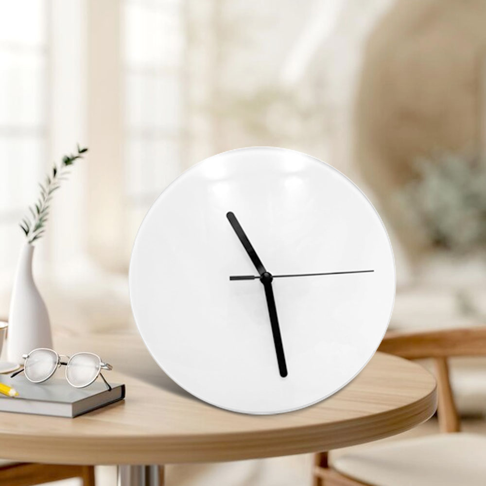 Customizable Sublimation Glass Clock Glass Photo Frame - Heat Transfer Printed Wall Clock / Desk Clock with Black Pointer Dual-Use with DIY Kits