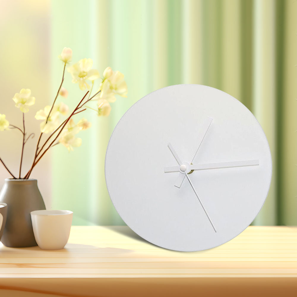 Commercial-Grade Sublimation Wall Clock with White Pointer - Custom Printed Tempered Glass Blank Photo Frame for Office, Bedroom, Living Room