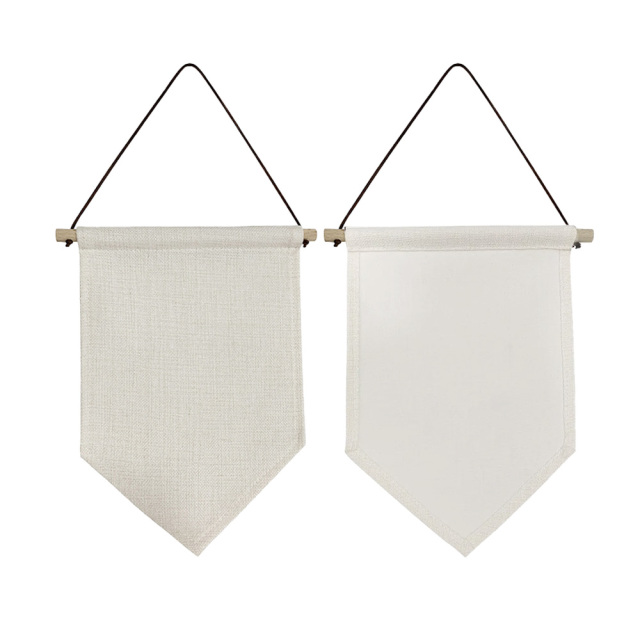 Sublimation Blank Linen Pennant Wall Hanging Display Banner Holder Single Side Printing Heat Press Decorative Door Wall Hanging Flag