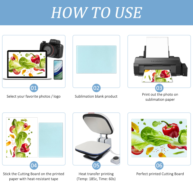 Sublimation Glass Cutting Board Custom Printed Glass Blank Mildew Proof Easy to Clean Cutting Board for Kitchen