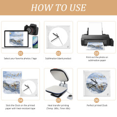 Customizable Sublimation Glass Clock Glass Photo Frame - Heat Transfer Printed Wall Clock / Desk Clock with Black Pointer Dual-Use with DIY Kits