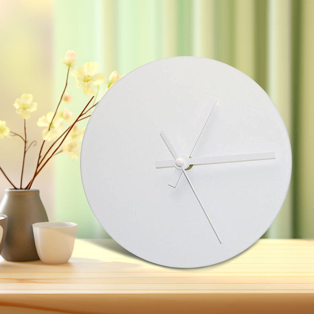 Commercial-Grade Sublimation Wall Clock with White Pointer - Custom Printed Tempered Glass Blank Photo Frame for Office, Bedroom, Living Room