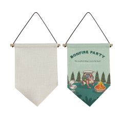 Sublimation Blank Linen Pennant Wall Hanging Display Banner Holder Single Side Printing Heat Press Decorative Door Wall Hanging Flag