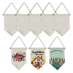Sublimation Blank Linen Pennant Wall Hanging Display Banner Holder Single Side Printing Heat Press Decorative Door Wall Hanging Flag