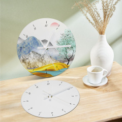 Commercial-Grade Sublimation Wall Clock with White Pointer - Custom Printed Tempered Glass Blank Photo Frame for Office, Bedroom, Living Room
