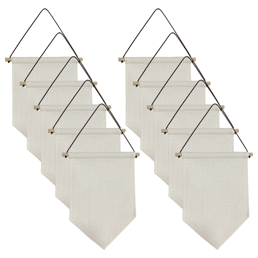 Sublimation Blank Linen Pennant Wall Hanging Display Banner Holder Single Side Printing Heat Press Decorative Door Wall Hanging Flag