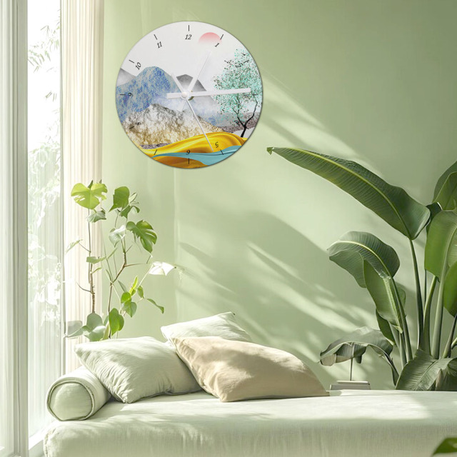 Commercial-Grade Sublimation Wall Clock with White Pointer - Custom Printed Tempered Glass Blank Photo Frame for Office, Bedroom, Living Room