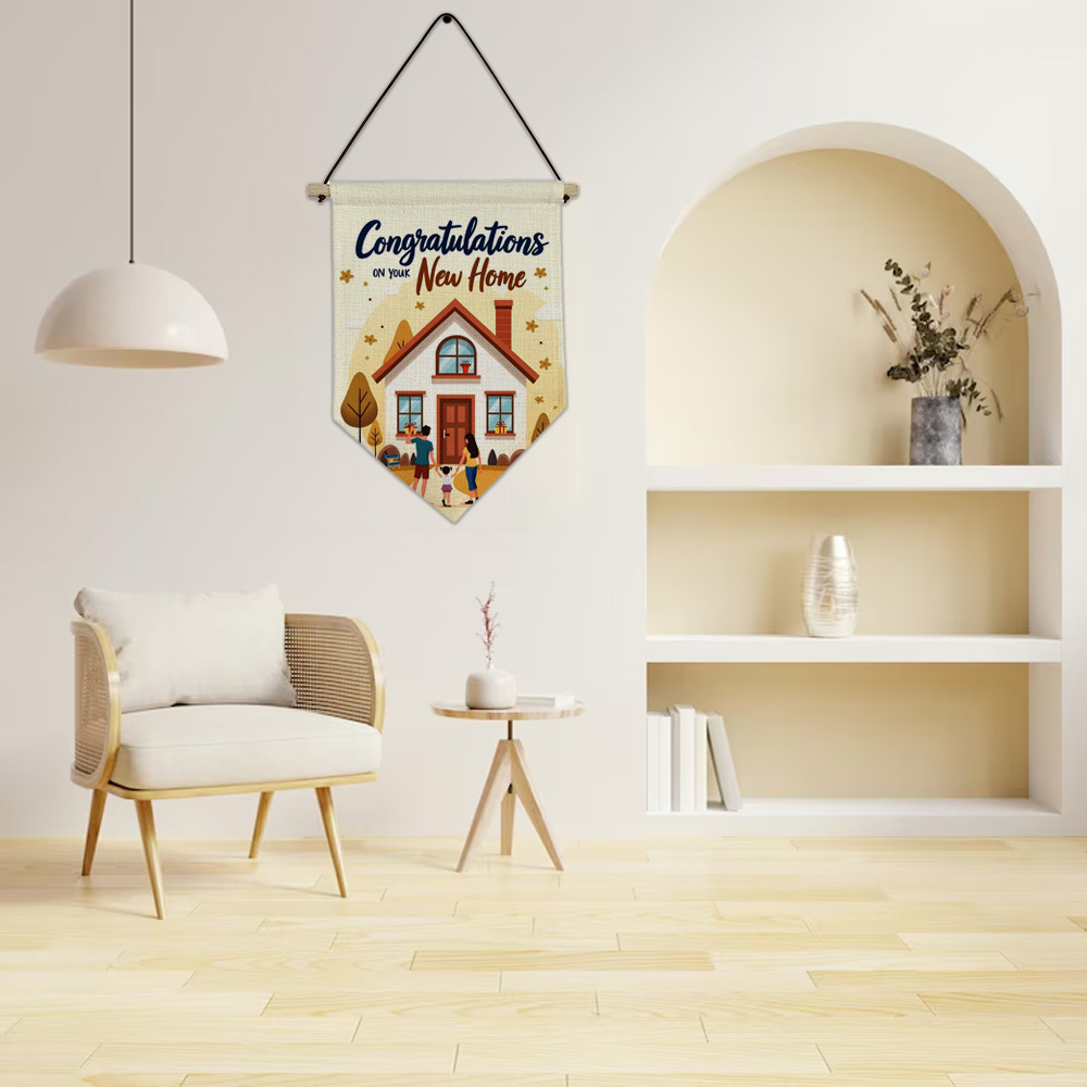 Sublimation Blank Linen Pennant Wall Hanging Display Banner Holder Single Side Printing Heat Press Decorative Door Wall Hanging Flag