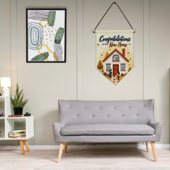 Sublimation Blank Linen Pennant Wall Hanging Display Banner Holder Single Side Printing Heat Press Decorative Door Wall Hanging Flag