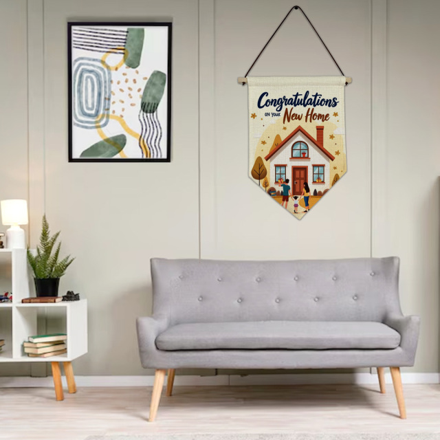 Sublimation Blank Linen Pennant Wall Hanging Display Banner Holder Single Side Printing Heat Press Decorative Door Wall Hanging Flag