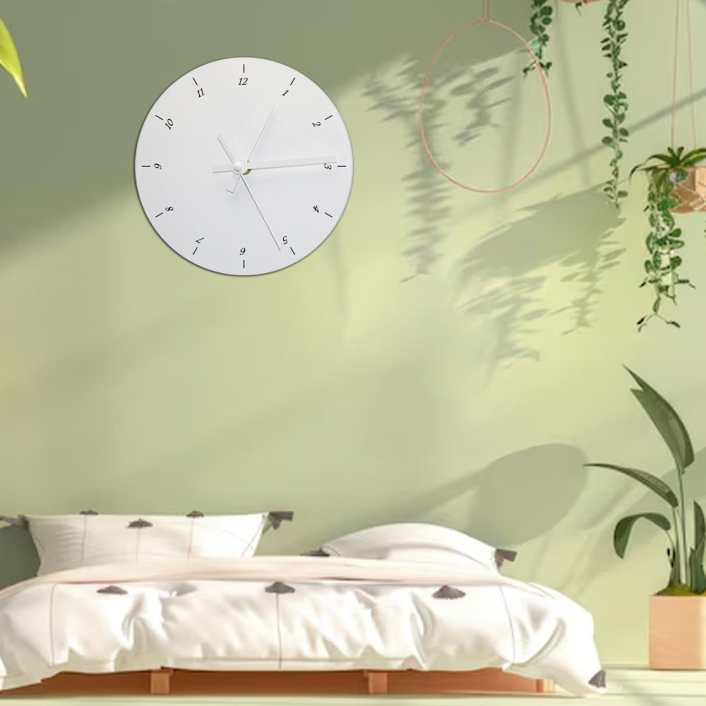 Commercial-Grade Sublimation Wall Clock with White Pointer - Custom Printed Tempered Glass Blank Photo Frame for Office, Bedroom, Living Room