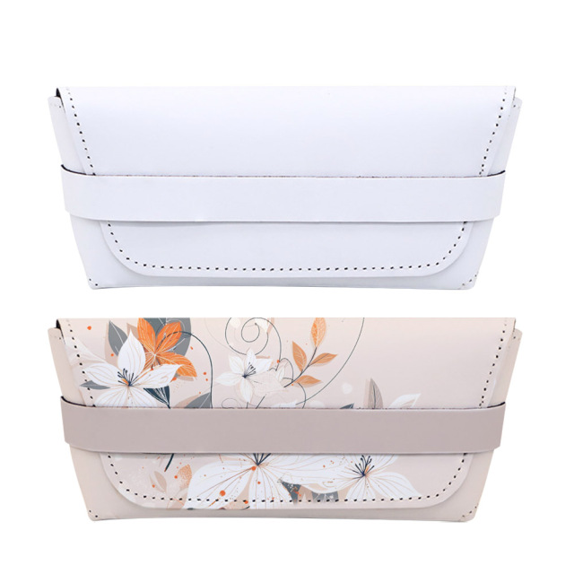 New Heat Transfer Glasses Bag White PU Glasses Case for Customized Printing Storage Bag