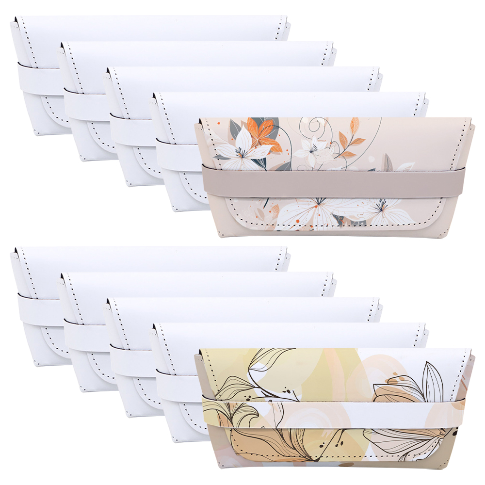 New Heat Transfer Glasses Bag White PU Glasses Case for Customized Printing Storage Bag