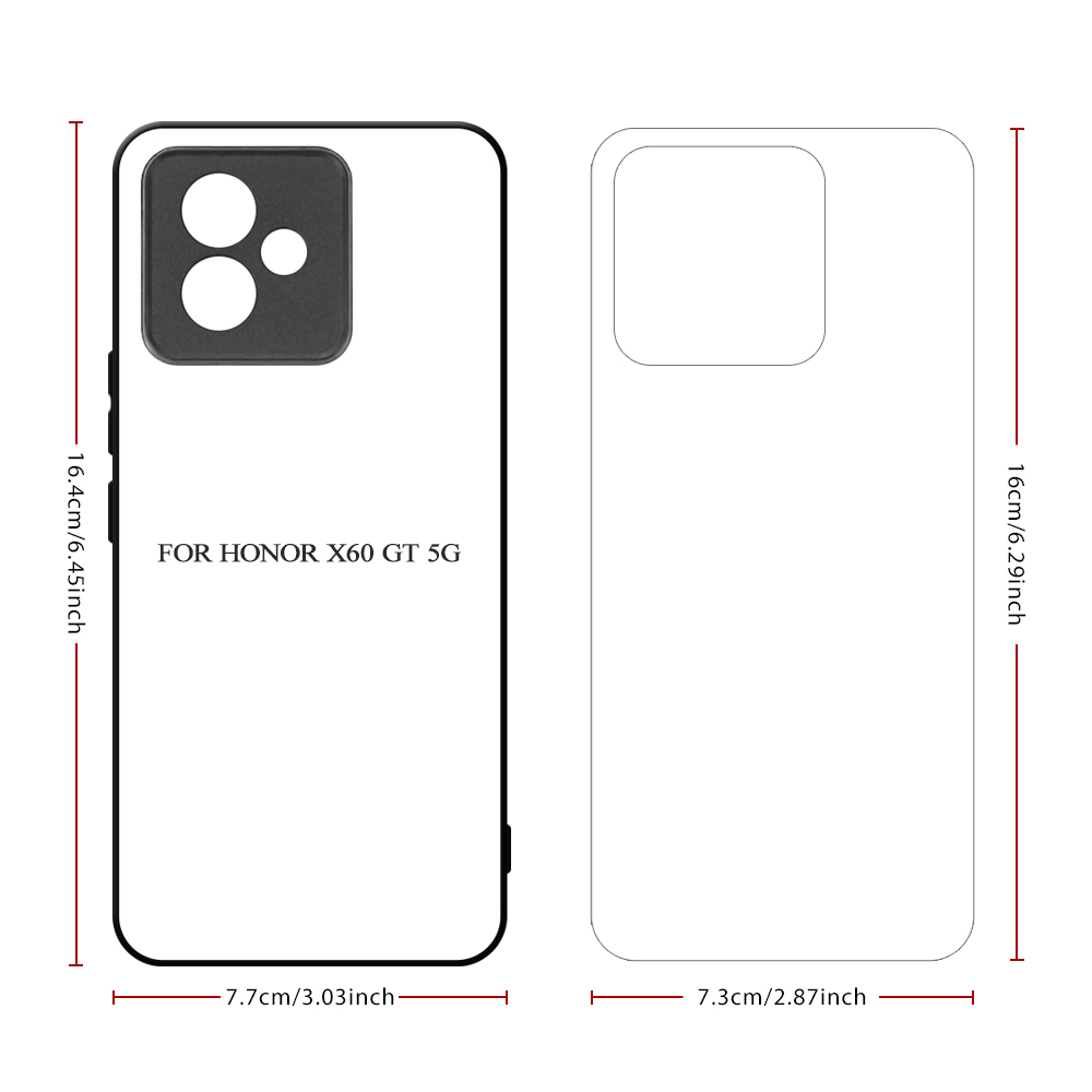 For Huawei Series Sublimation 2D TPU Phone Case Heat Press Printing Phone Cover With Aluminum Insert for Honor Power 5G, Huawei Enjoy 80, Honor X60 GT 5G, Honor GT Pro 5G,Honor 400 Lite 5G